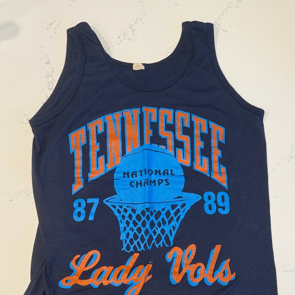Vintage Navy Blue Tennessee Lady Vols 87/89 National Champs Tank Top